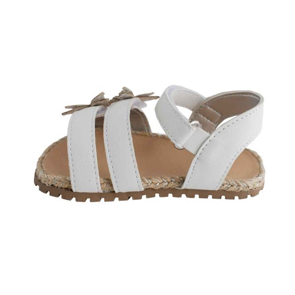 SALLY Toddler White Banded Sandal with Butterfly, Metallic Trim=1