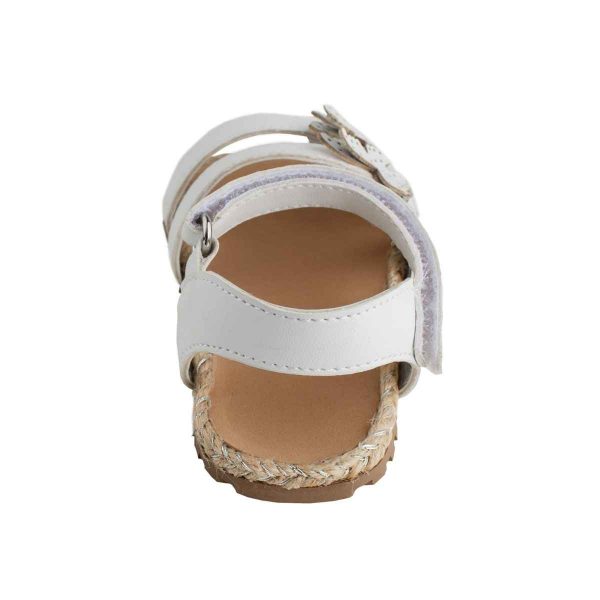 SALLY Toddler White Banded Sandal with Butterfly, Metallic Trim-2