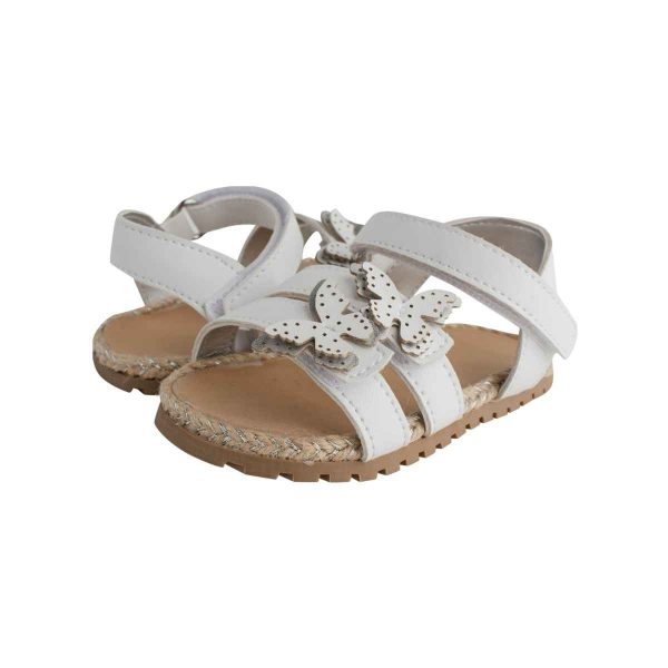 SALLY Toddler White Banded Sandal with Butterfly, Metallic Trim-5