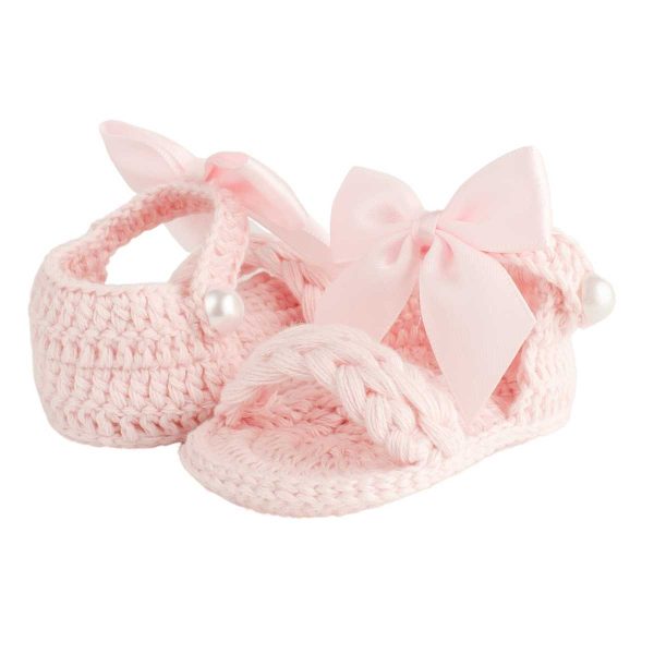 Adalyn Infant Pink Crochet Sandal with Bows-1