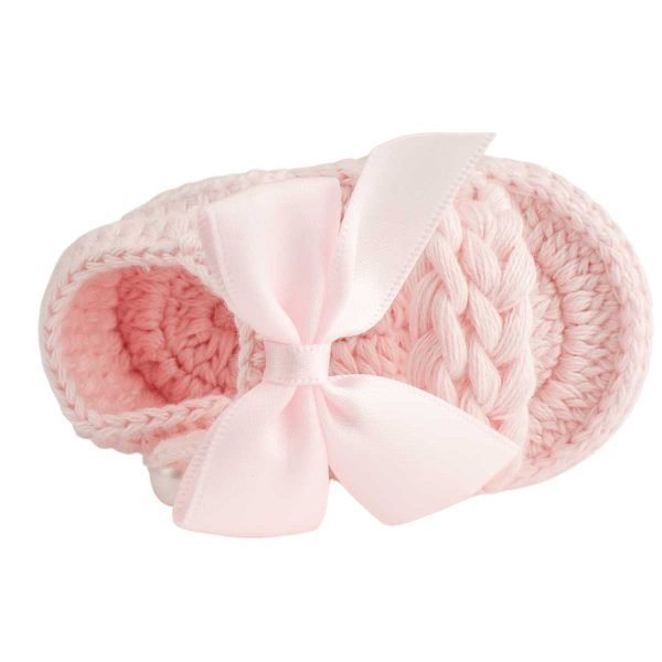 Adalyn Infant Pink Crochet Sandal with Bows-2