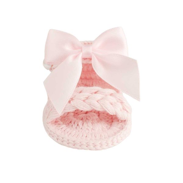 Adalyn Infant Pink Crochet Sandal with Bows-4