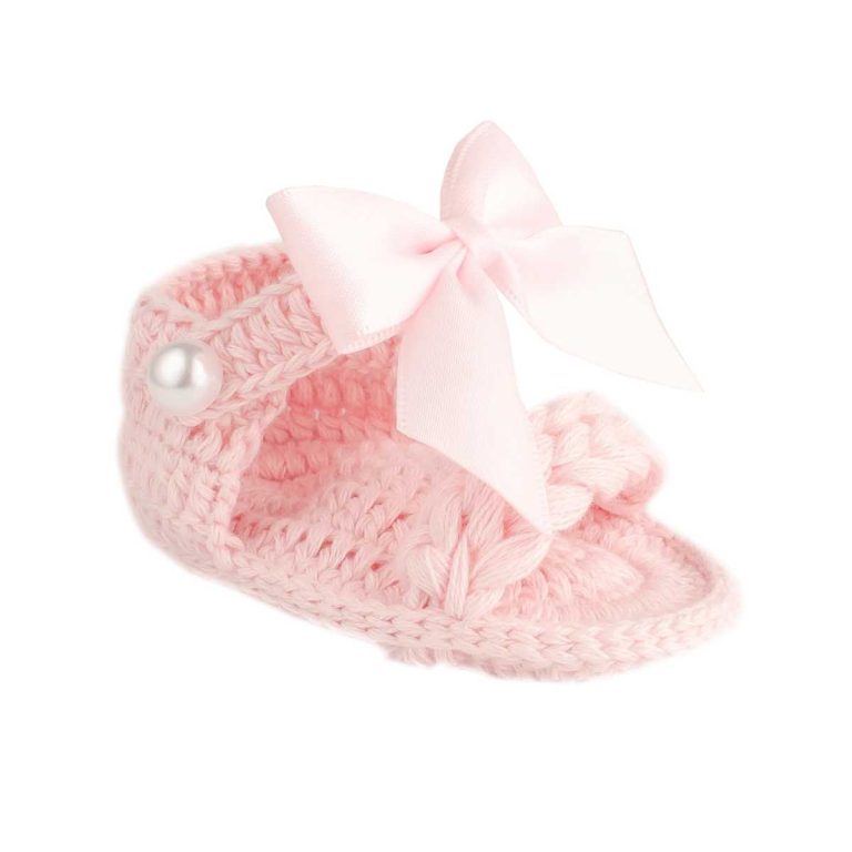 Adalyn Infant Pink Crochet Sandal with Bows