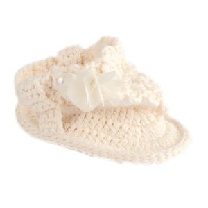 Adrianna Infant Ivory Crochet Sandal with Flowers