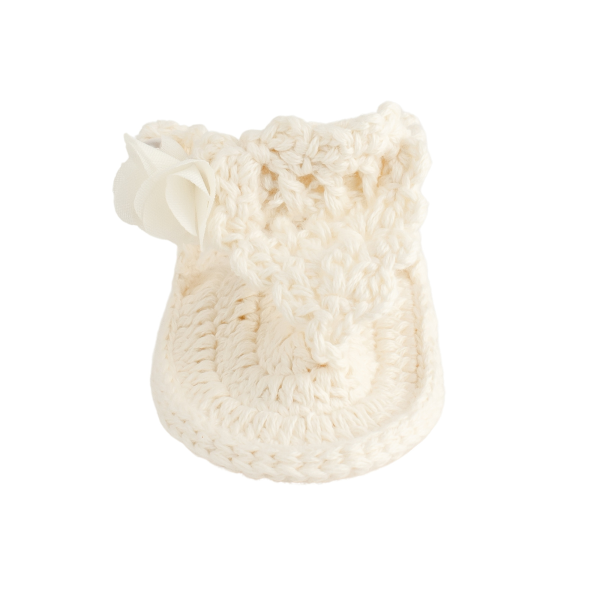 Adrianna Infant Ivory Crochet Sandal with Flowers-4