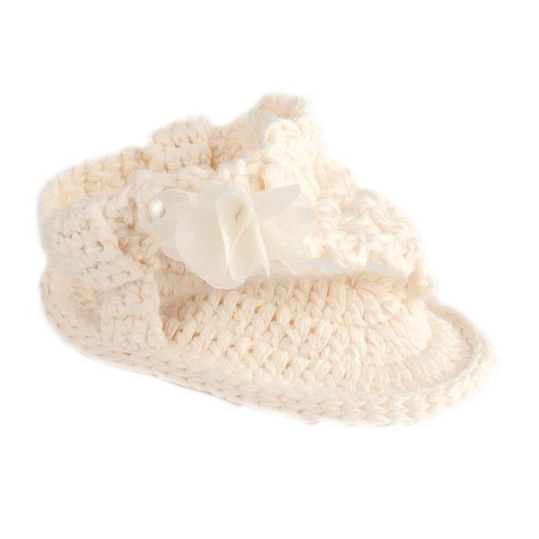Adrianna Infant Ivory Crochet Sandal with Flowers