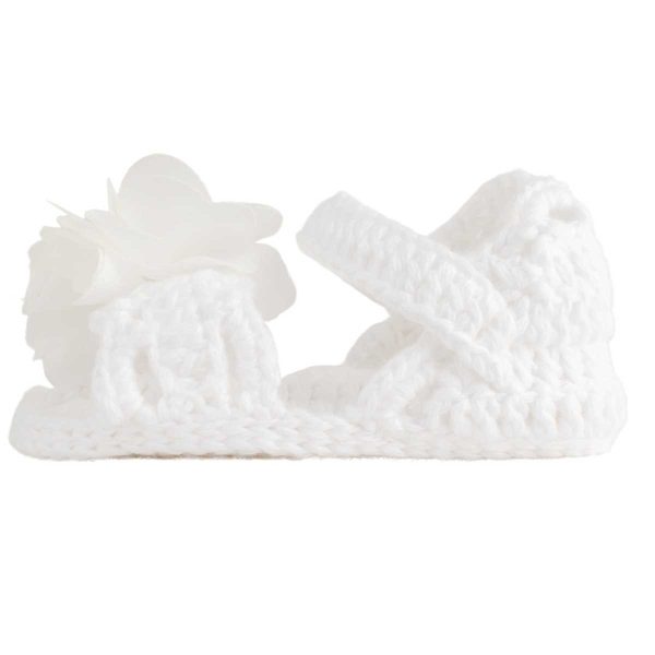 Ali nfant White Crochet Sandal with Flowers-1