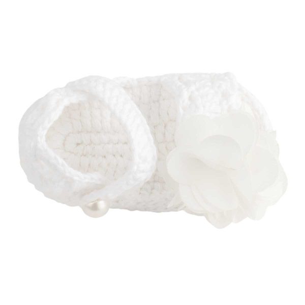 Ali nfant White Crochet Sandal with Flowers-2
