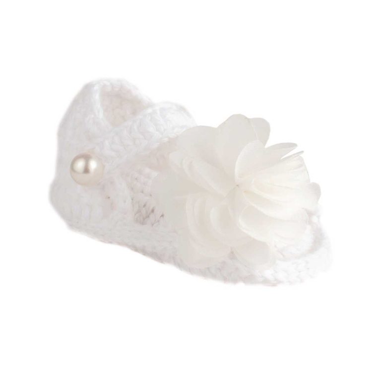 Ali nfant White Crochet Sandal with Flowers-5