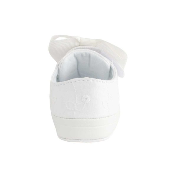ANGEL Infant White Eyelet Sneaker with Elastic Hook-and-Loop Strap/Oversized Bow 3