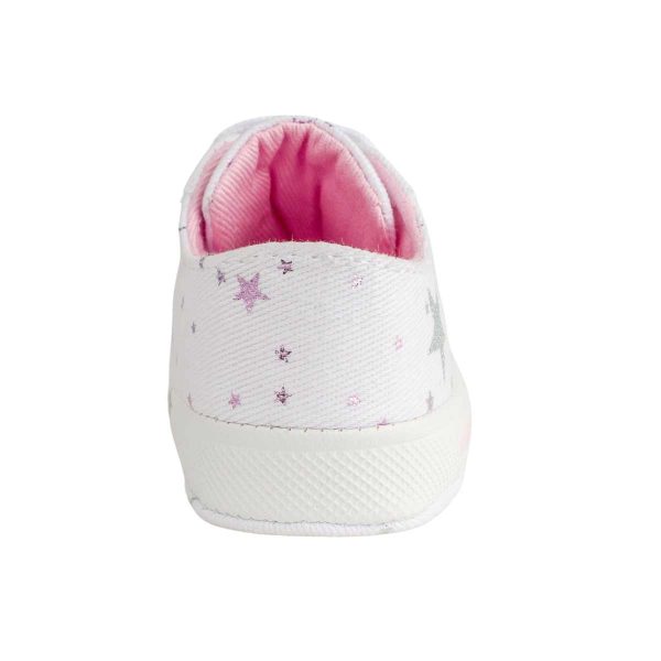 CASSIE Infant White Twill Sneaker with Multil-Color Metallic Star Print 4