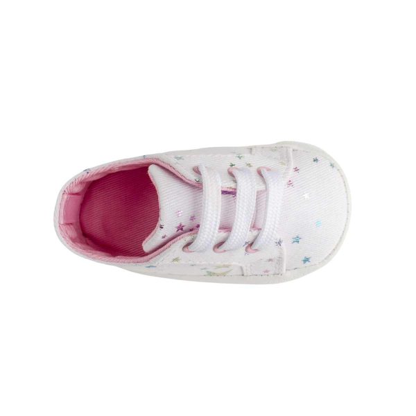 CASSIE Infant White Twill Sneaker with Multil-Color Metallic Star Print 5