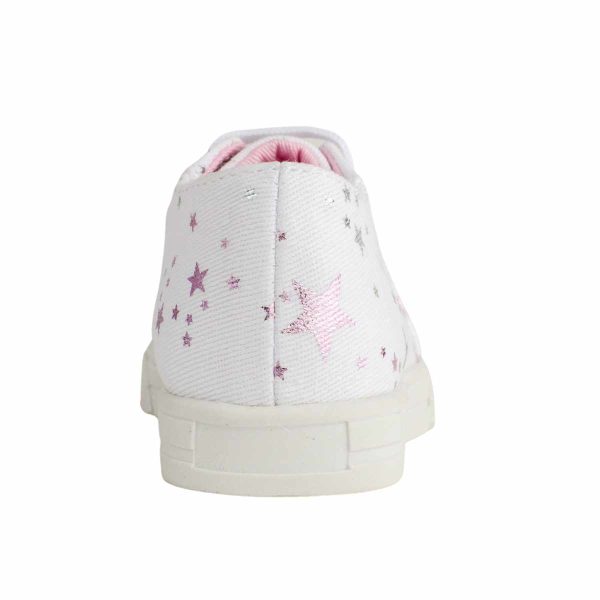 CASSIE Toddler White Twill Sneaker with Multil-Color Metallic Star Print 3