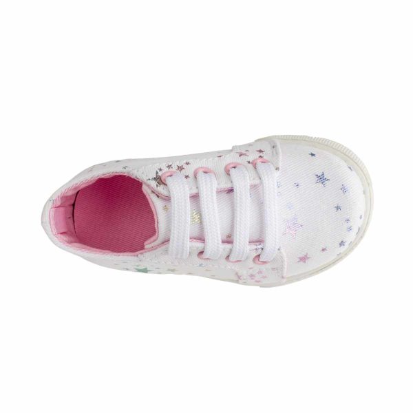 CASSIE Toddler White Twill Sneaker with Multil-Color Metallic Star Print 4