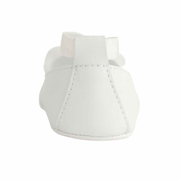 ELLEN Infant White PU Skimmer with Criss-Cross Elastic/Chiffon Ornament 4