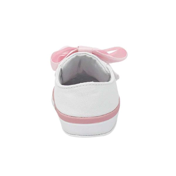 Grace Infant White Canvas Sneaker with Oversized Pink Bow-5