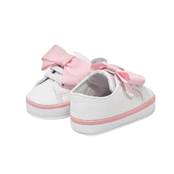 Grace Infant White Canvas Sneaker with Oversized Pink Bow-6