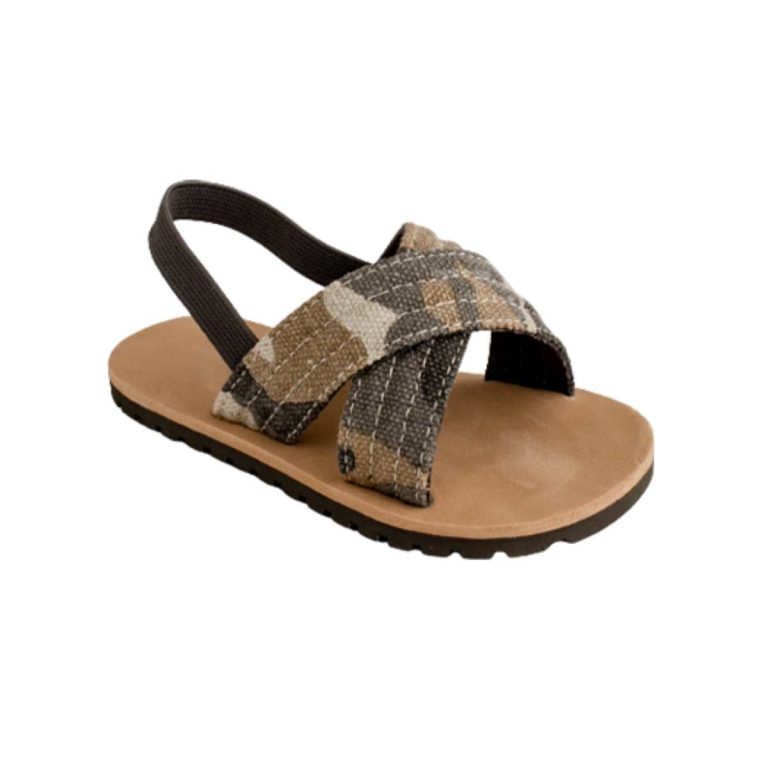 JAMES Toddler Brown Canvas with Criss-Cross Camo Straps