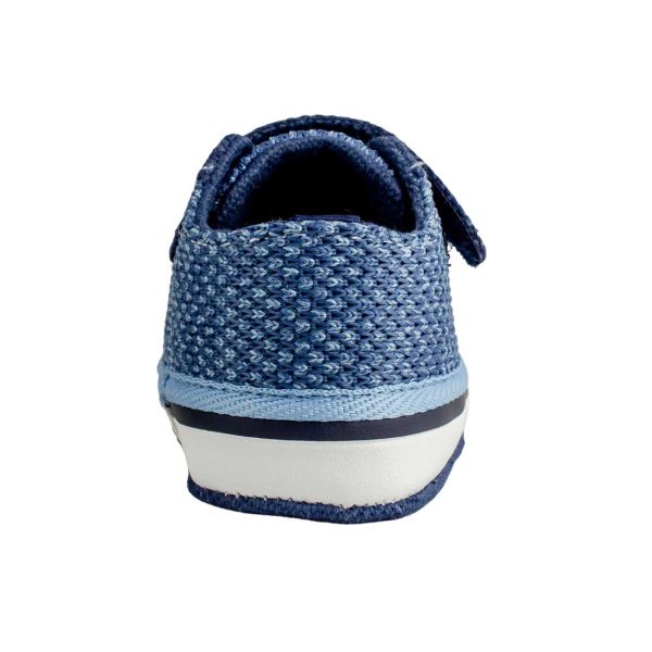 LUCAS Infant Blue Variegated Mesh Sneaker with Navy Canvas Trim and Hook-and-Loop Strap/Elastic Laces 4