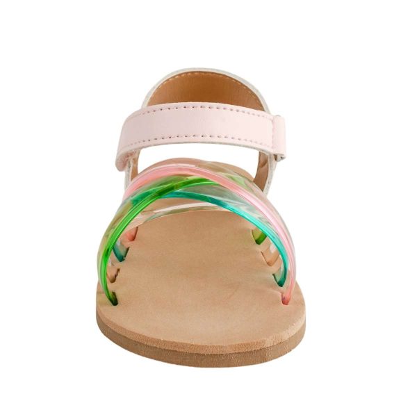 Myla Toddler Pink PU Sandal w/Multi color criss-cross jelly straps