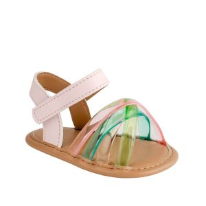 Myla Infant Pink PU Sandal W/Multi Color Criss-Cross Jelly Straps