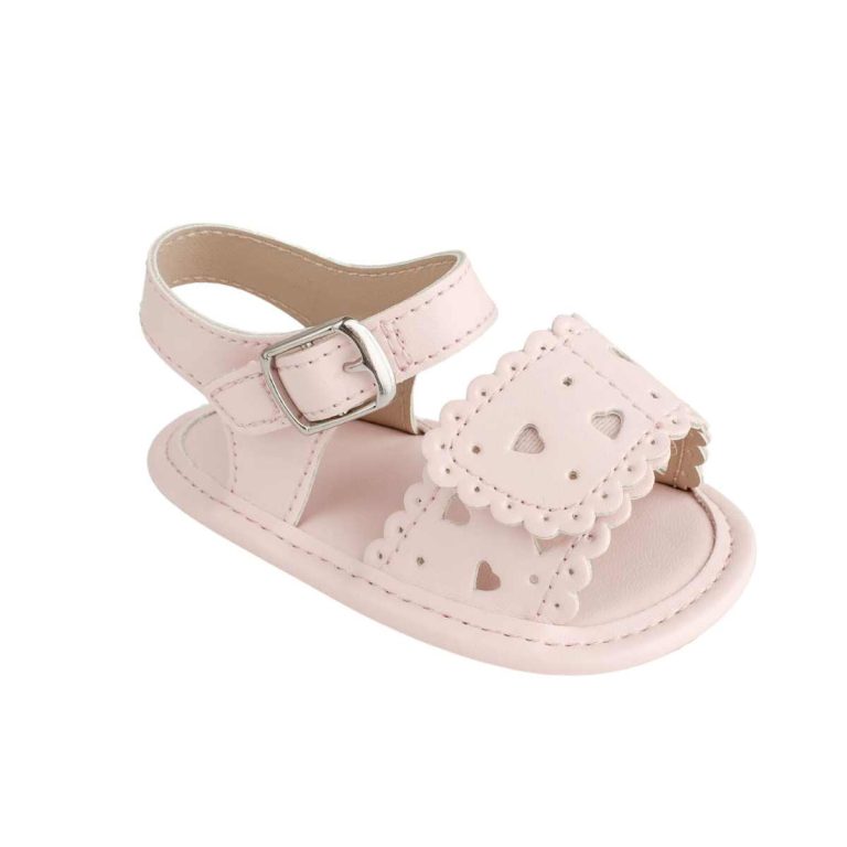 Patricia Infant Pink PU Double Closure Sandal with Heart Accents -1