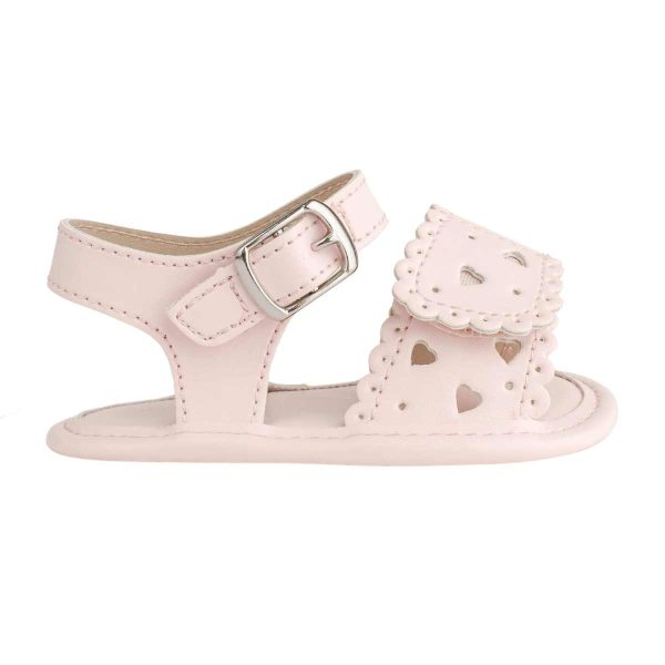 Patricia Infant Pink PU Double Closure Sandal with Heart Accents -6