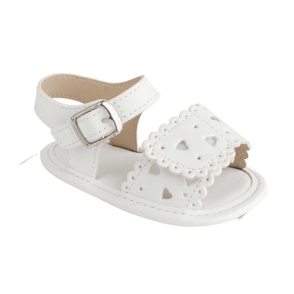 Patricia Infant White PU Double Closure Sandal with Heart Accents -1
