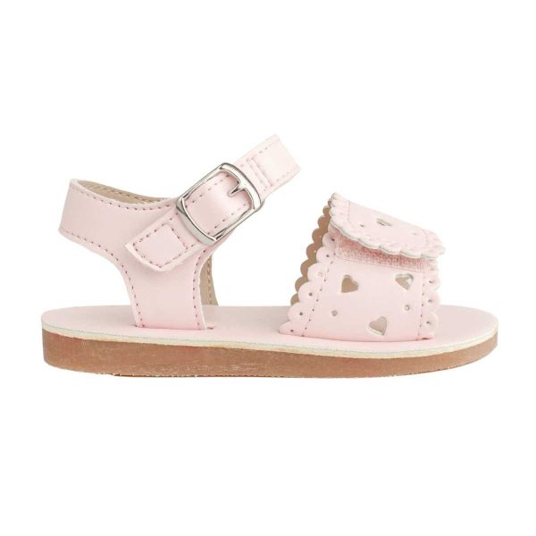 Patricia Toddler Pink PU Double Closure Sandal with Heart Accents -1