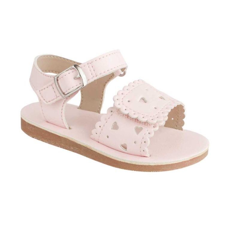 Patricia Toddler Pink PU Double Closure Sandal with Heart Accents