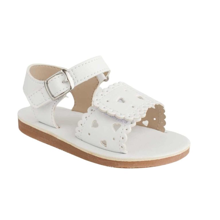 Patricia Toddler White PU Double Closure Sandal with Heart Accents-1