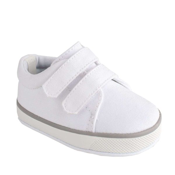 Baylor Infant White Canvas Double-Strap Sneakers with Hook-and-Loop Closure 4200