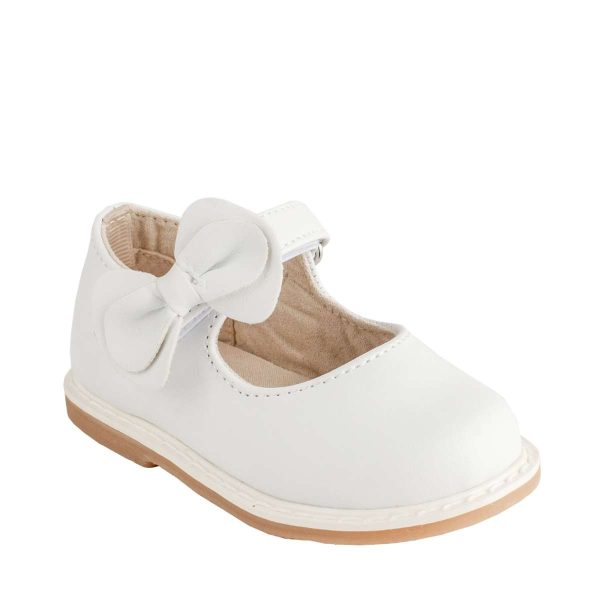 JADE Toddler White Mary Jane with Matching Bows 6185