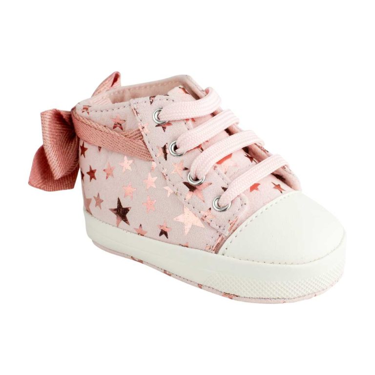 AMY Infant Pink Star Print Hi-Top Lace-up Sneaker