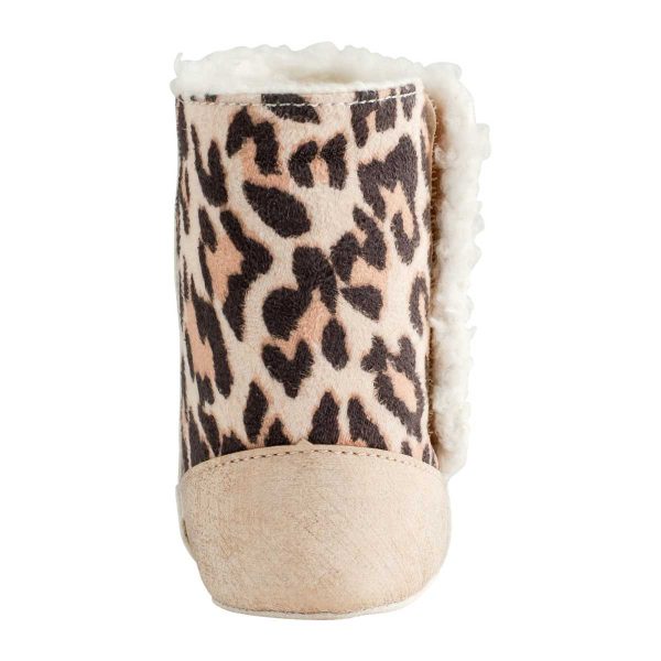 AUTUMN Infant Ivory Shimmer w/Animal Print Boot w/Sherpa Trim