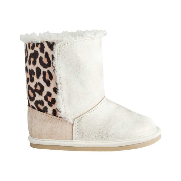 AUTUMN Toddler Ivory Shimmer Boot w/Leopard and Sherpa Trim