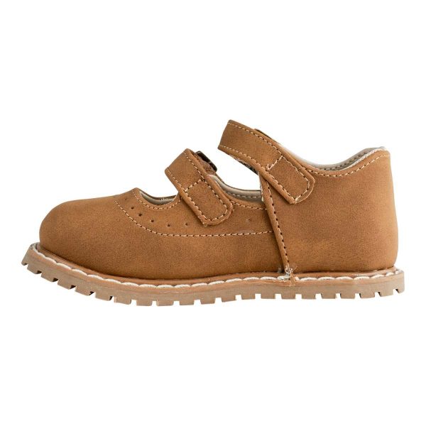 LEAH Toddler Brown Nubuck PU Double Strap Mary Jane w/Perfs