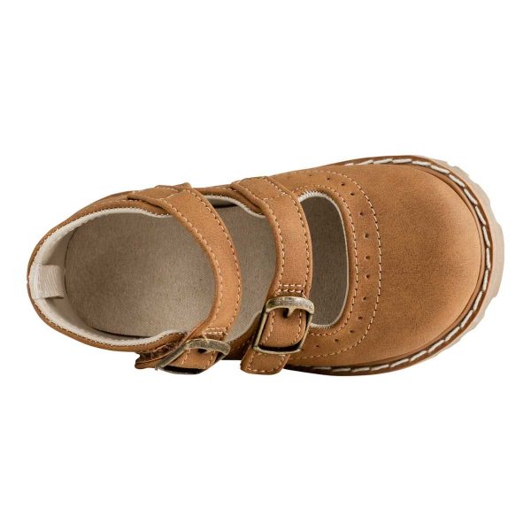 LEAH Toddler Brown Nubuck PU Double Strap Mary Jane w/Perfs