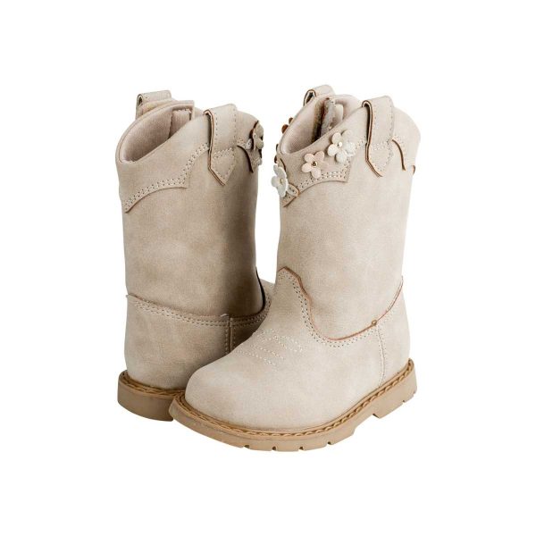 MIA Toddler Taupe Western Boot w/Multi-Flowers