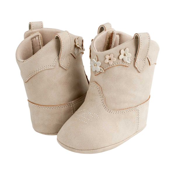MIA Infant Taupe Western Boot w/Multi Flowers
