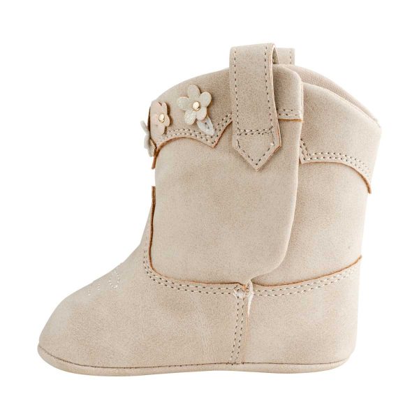 MIA Infant Taupe Western Boot w/Multi Flowers