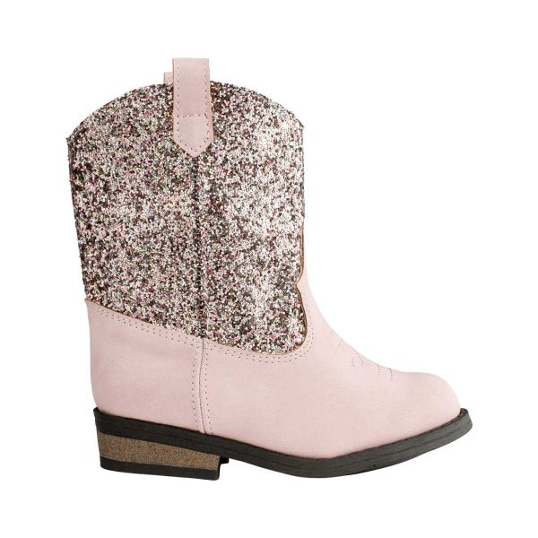 MISSY 2-6236 Toddler Pink and Multi Glitter Western Boot