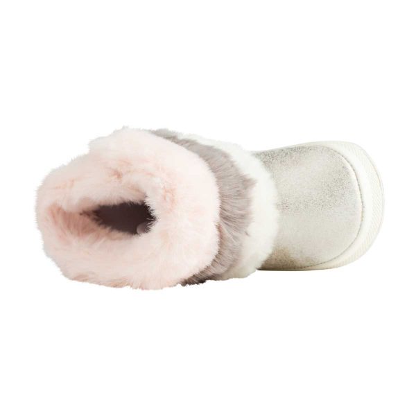 SAGE Infant Ivory Shimmer Hi-Top w/Multi Faux Fur Trim