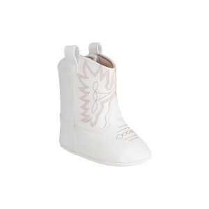 MILLER Infant White Western Boot w/tan stitching