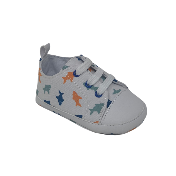 WADE <br> White Canvas Soft Sole with Multicolor Sharks