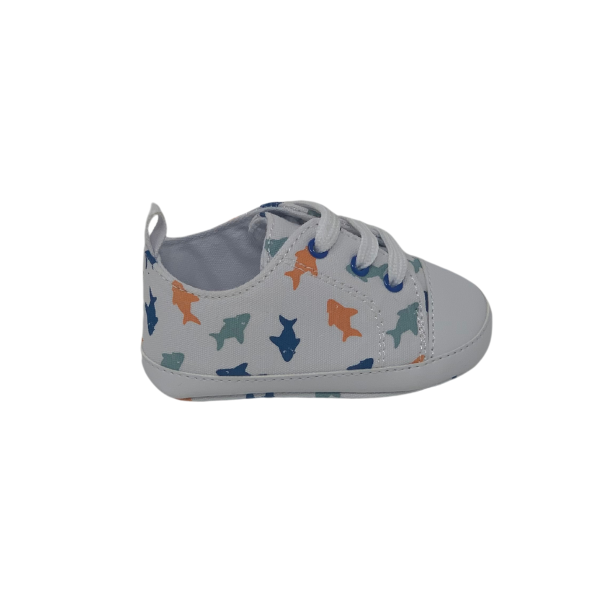 WADE <br> White Canvas Soft Sole with Multicolor Sharks - Image 7