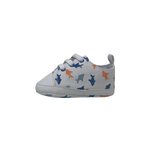 WADE <br> White Canvas Soft Sole with Multicolor Sharks - Image 5