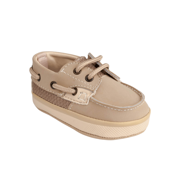 WALKER II <br> Infant Tan Leather Deck Shoe with Mesh Trim