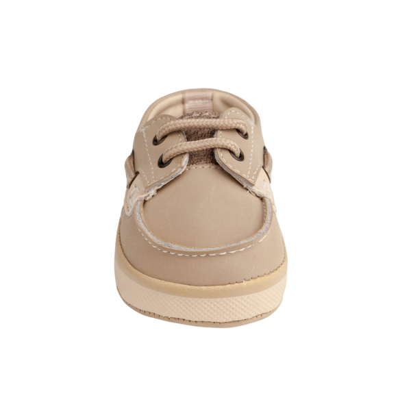 WALKER II <br> Infant Tan Leather Deck Shoe with Mesh Trim - Image 4