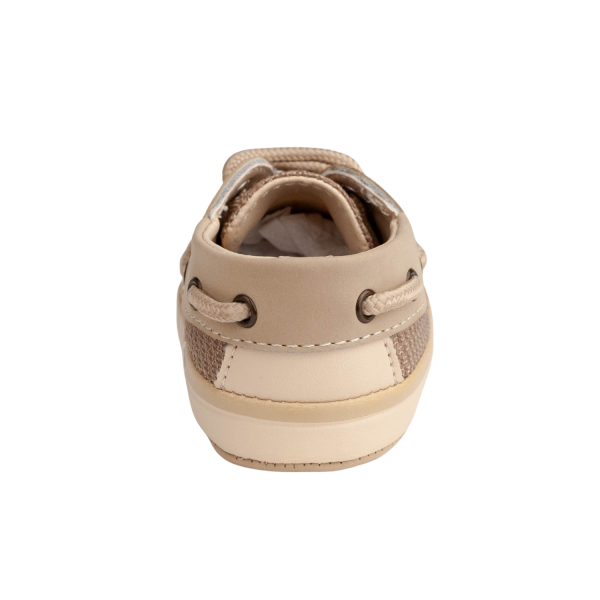 WALKER II <br> Infant Tan Leather Deck Shoe with Mesh Trim - Image 6